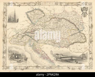 L'Empire autrichien. 'Autriche'.vues de Vienne.Hongrie Lombardie RAPKIN TALLIS/1851 map Banque D'Images