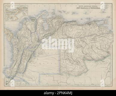 Amérique du Sud. Nouvelle Grenade et Venezuela. Colombie Panama. SWANSTON 1860 vieille carte Banque D'Images