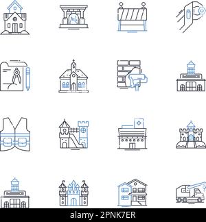 Collection d'icônes de ligne de conception HVAC. Ventilation, chauffage, refroidissement, débit d'air, Duck, Filtration, vecteur d'humidité et illustration linéaire. Isolation Illustration de Vecteur