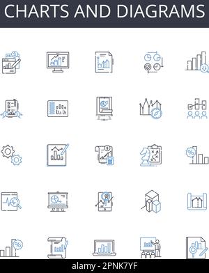 Collection d'icônes de ligne de graphiques et de diagrammes. Chiffres, plans détaillés, statistiques des faits, données d'information, chiffres, Grilles de tables Illustration de Vecteur