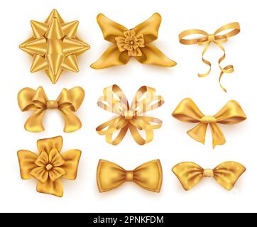 Collection d'arcs dorés de différentes formes isolés sur fond blanc illustration réaliste de vecteur Illustration de Vecteur