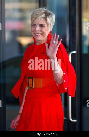 Rotterdam, Niederlande. 19th avril 2023. La princesse Laurentien des pays-Bas arrive à la RTM Stage Ahoy à Rotterdam, sur 19 avril 2023, pour assister à la Koningsdsagconcert 2023, le concert avant la Journée des rois est organisé pour ceux qui ont contribué à l'organisation de la Journée des rois crédit: Albert Nieboer/pays-Bas OUT/point de vue OUT/dpa/Alay Live News Banque D'Images