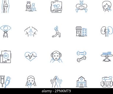 Collection d'icônes de ligne Immunologie. Anticorps, allergies, inflammation, auto-immunité, vaccins, Immunodéficit, cytokines vecteur et linéaire Illustration de Vecteur