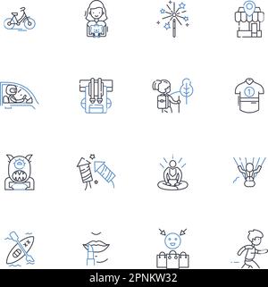 Collection d'icônes de ligne d'activité d'agitation. Brassage, pagayage, tourbillonnage, murmure, fouetter, Illustration linéaire, vecteur de battement et d'écaillage. Mélange Illustration de Vecteur