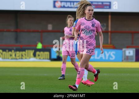 Stade Broadfield, Crawley, Royaume-Uni. 19th avril 2023. Megan Finnigan (20, Everton) lors d'un match de la Barclays Women's Super League le 19 avril 2023, entre Brighton & Hove Albion et Everton Women au Broadfield Stadium, Crawley, Royaume-Uni (Bettina Weissensteiner/SPP) Credit: SPP Sport Press photo. /Alamy Live News Banque D'Images