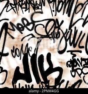 Écriture sans couture à la main motif graffiti, art de rue, peinture. Banque D'Images
