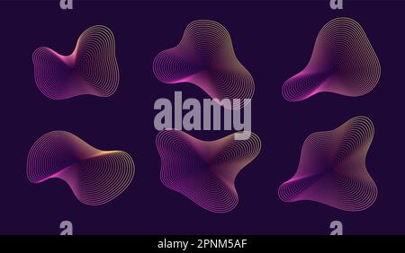 Formes amorphes dynamiques, formes fluides abstraites avec gradient, forme liquide composée de lignes avec effet de mélange. Illustration de Vecteur