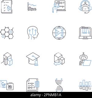 Collection d'icônes de ligne de psychologie. Comportement, perception, cognition, mémoire, émotion, Développement, vecteur de personnalité et illustration linéaire Illustration de Vecteur