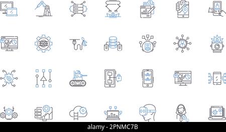 Collection d'icônes de ligne Smart Computers. Intelligent, sophistiqué, avancé, futuriste, automatisé, Basé sur la technologie, vecteur Hi-Tech et linéaire Illustration de Vecteur