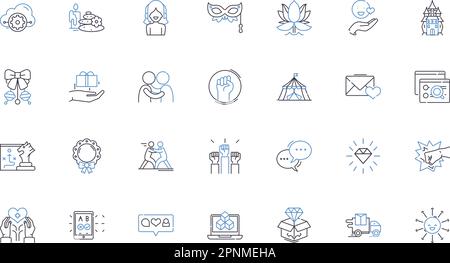 Collection d'icônes de la gamme de fabrication. Précision, savoir-faire, diligence, orienté détail, expertise, Méticuleux, vecteur de perfection et linéaire Illustration de Vecteur