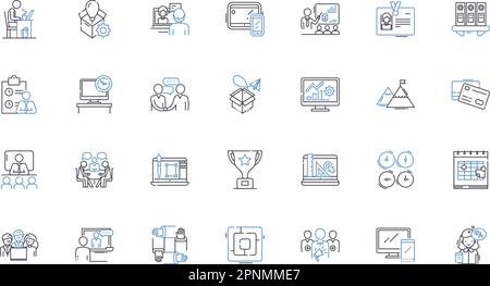 Collection d'icônes de la gamme campus d'affaires. Innovation, collaboration, Nerking, entrepreneuriat, éducation, Investissement, vecteur d'incubation et linéaire Illustration de Vecteur