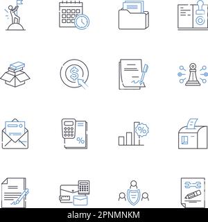 Collection d'icônes de ligne de marketing numérique. SEO, PPC, médias sociaux, analyses, contenu, Marquage, vecteur de stratégie et illustration linéaire. E-mail Illustration de Vecteur