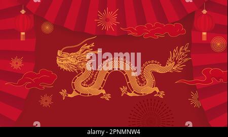 Affiche de fond pour l'année du Dragon en Chine Illustration de Vecteur