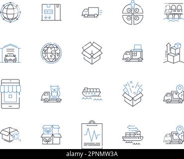 Collection d'icônes de la chaîne logistique mondiale. Fret, transport, entreposage, chaîne d'approvisionnement, distribution, Expédition, vecteur de douane et linéaire Illustration de Vecteur