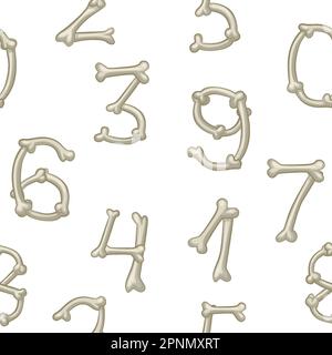 Numéros d'os, chiffres vectoriels. Numéros isolés de dessins animés sur fond blanc Illustration de Vecteur