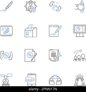 Collection d'icônes de ligne de négociation de titres. Actions, obligations, actions, options, contrats à terme, Dérivés, vecteur de négociation et illustration linéaire. Investissement Illustration de Vecteur
