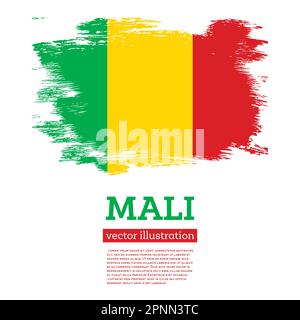 Drapeau Mali avec coups de pinceau. Illustration vectorielle. Jour de l'indépendance. Illustration de Vecteur