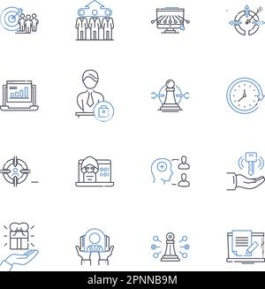 Collection d'icônes de ligne d'alliances de revenus. Collaboration, synergie, partenariat, alignement, Nerk, Intégration, vecteur de croissance et illustration linéaire Illustration de Vecteur