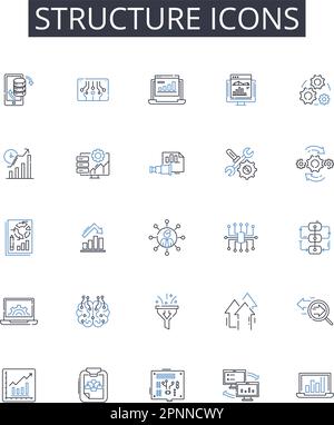 Collection d'icônes de ligne d'icônes de structure. Éléments de conception, outils de navigation, palettes de couleurs, supports marketing, interface utilisateur, Design graphique, marque Illustration de Vecteur