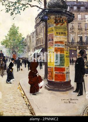 Jean Beraud, kiosque de Paris, peinture à l'huile sur toile, 1880-1884 Banque D'Images