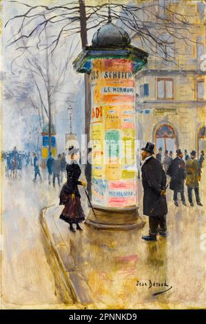 Jean Beraud, scène de rue parisienne, peinture à l'huile sur panneau, vers 1885 Banque D'Images