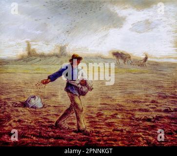 Jean François Millet, The Sower, peinture dans les tons pastel et les crayons, vers 1865 Banque D'Images