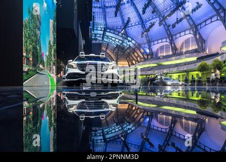 Salon International de l'automobile IAA, l'avenir et la transformation de la mobilité, étude de concept d'une voiture autonome par Mercedes, Francfort Am Banque D'Images