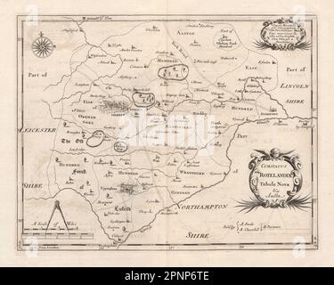 Rutland. 'COMITATUS ROTELANDIAE' DE ROBERT MORDEN. Carte d'Oakham Uppingham 1753 Banque D'Images