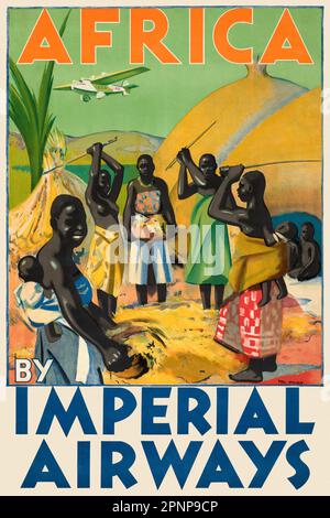 Afrique par Imperial Airways par Hal Woolf (1902-1964). Affiche publiée en 1932 au Royaume-Uni. Banque D'Images