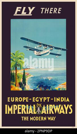 Volez là-bas. Imperial Airways. La voie moderne par William Earl Johns (1893–1968). Affiche publiée en 1928 au Royaume-Uni. Banque D'Images