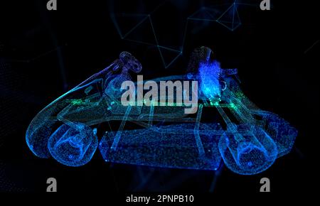 Course de kart. Arrière-plan des particules à effet de lumière. Le style abstrait moderne se compose de points colorés Banque D'Images