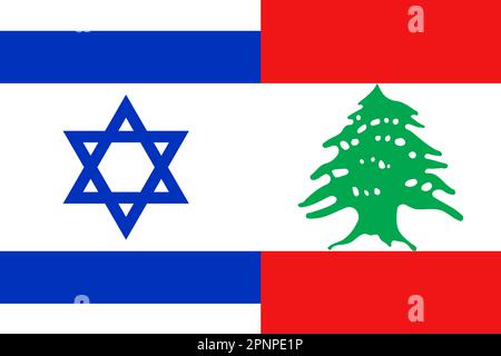 Israël la guerre du Liban. Drapeaux d'Israël et de la Palestine. Concept du conflit entre Israël et les autorités palestiniennes. Hors foyer Banque D'Images