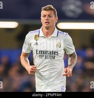 Londres, Royaume-Uni. 18th avril 2023. 18 avril 2023 - Chelsea / Real Madrid - UEFA Champions League - Stamford Bridge. Toni Kroos du Real Madrid pendant le match de la Ligue des Champions au Stamford Bridge, Londres. Crédit photo : Mark pain/Alamy Live News Banque D'Images