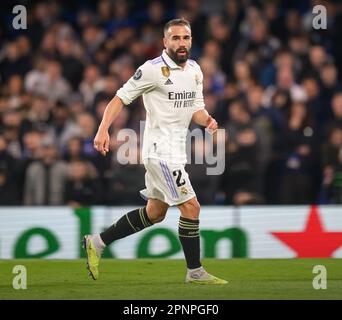 Londres, Royaume-Uni. 18th avril 2023. 18 avril 2023 - Chelsea / Real Madrid - UEFA Champions League - Stamford Bridge. Dani Carvajal du Real Madrid pendant le match de la Ligue des Champions au Stamford Bridge, Londres. Crédit photo : Mark pain/Alamy Live News Banque D'Images