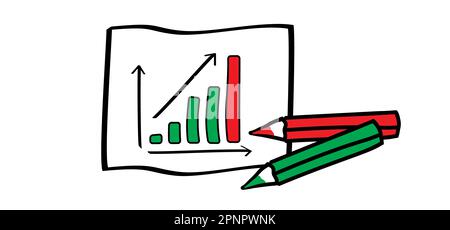 Graphique commercial ou bougie. Progression de la croissance de cartoon. Graphique financier avec graphique linéaire de tendance ascendante et nombres dans le marché boursier. Graphique du stock mar Banque D'Images
