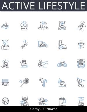 Collection active Lifestyle Line Icons. Santé dynamique, vie dynamique, forme physique robuste, mouvement énergique, mouvement agile, Activité animée, Spry Living Illustration de Vecteur