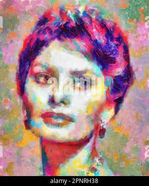 Illustrations Portrait Sophia Loren, actrice italienne, chanteuse Banque D'Images