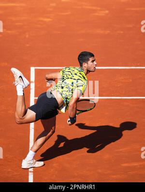 Carlos Alcaraz pendant l'Open de Barcelone Banc Sabadell , Conde de Godo Trophy Match, jour 4.tennis ATP 500, Real Club de Tenis Barcelone, Barcelone, Espagne - 20 avril 2023. (Photo de Bagu Blanco / PRESSIN) Banque D'Images