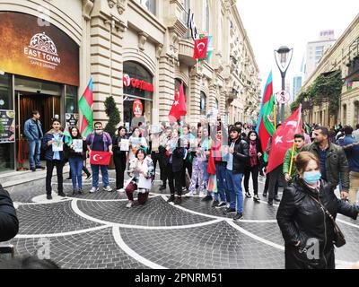 Bakou, Azerbaïdjan-10 novembre 2020 festivités et manifestations à Bakou en l'honneur de la victoire dans la guerre du Karabakh Banque D'Images
