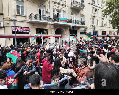 Bakou, Azerbaïdjan-10 novembre 2020 festivités et manifestations à Bakou en l'honneur de la victoire dans la guerre du Karabakh Banque D'Images