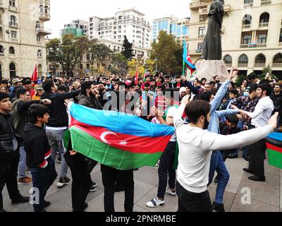 Bakou, Azerbaïdjan-10 novembre 2020 festivités et manifestations à Bakou en l'honneur de la victoire dans la guerre du Karabakh Banque D'Images