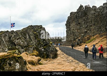 Parc national de Thingvellir dans le sud-est de l'Islande. Banque D'Images