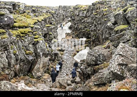 Parc national de Thingvellir dans le sud-est de l'Islande. Banque D'Images