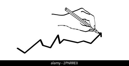 Graphique commercial ou bougie. Progression de la croissance de cartoon. Graphique financier avec graphique linéaire de tendance ascendante et nombres dans le marché boursier. Graphique du stock mar Banque D'Images