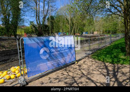 Travaux en cours sur le bassin de Trevor sur le canal de Llangollen, dans le cadre d'un investissement de 15m livres sterling dans les installations proposées dans le bassin. Banque D'Images