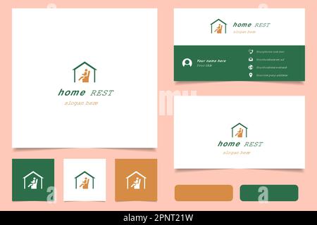 Logo Home Rest avec texte modifiable. Modèle de livre de marque et de carte de visite. Illustration de Vecteur