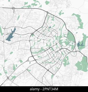 Carte d'Abuja, capitale du Nigeria. Carte de la région administrative municipale avec les rivières et les routes, les parcs et les chemins de fer. Illustration vectorielle. Illustration de Vecteur