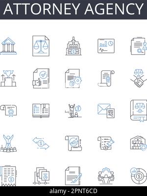 Collection d'icônes de ligne d'agence d'avocats. Cabinet d'avocats, Bureau d'avocats, compagnie d'avocats, bureau d'avocats, agence juridique, Procureur, Barrister Illustration de Vecteur
