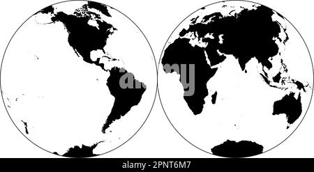 Silhouette très détaillée de la carte du monde en forme de globe terrestre. Projection globulaire de Nicolosi. Illustration de Vecteur