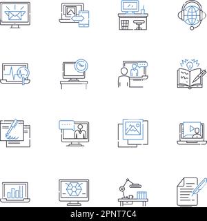 Collection d'icônes de la ligne de confiance et de l'esprit de décision. Assertivité, audace, certitude, conviction, courage, Détermination, vecteur d'intrépidité et Illustration de Vecteur